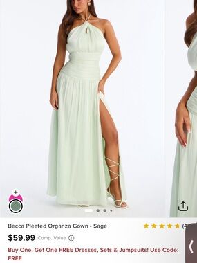 Fashion Nova Sage Halter Maxi Gown with High Slit